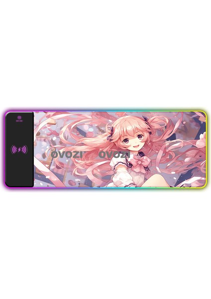 Ovozı Rgb Çok Fonksiyonlu 90×30CM Ekstra Büyük Fare ve Klavye Pedi Kablosuz Şarj 15W Hızlı Şarj (Yurt Dışından)