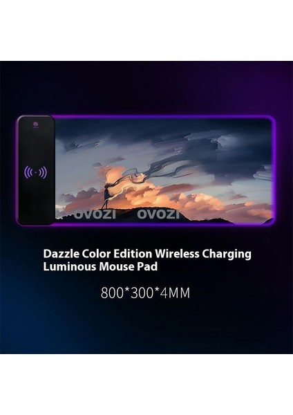 Ovozı Rgb Çok Fonksiyonlu 90×30CM Ekstra Büyük Fare ve Klavye Pedi Kablosuz Şarj 15W Hızlı Şarj (Yurt Dışından)