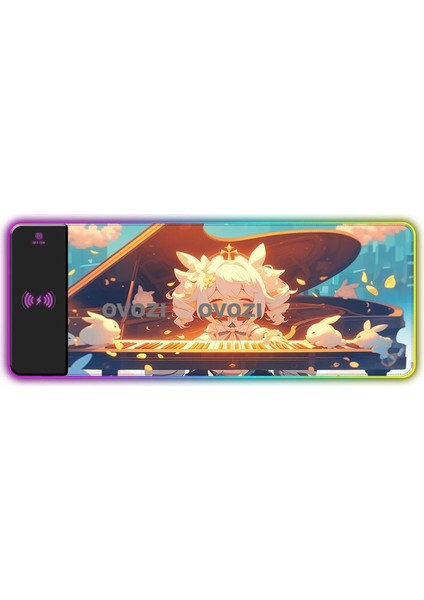 Ovozı Rgb Çok Fonksiyonlu 80×30CM Ekstra Büyük Fare ve Klavye Pedi Kablosuz Şarj 15W Hızlı Şarj (Yurt Dışından)