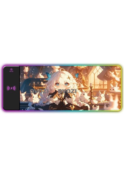 Ovozı Rgb Çok Fonksiyonlu 80×30CM Ekstra Büyük Fare ve Klavye Pedi Kablosuz Şarj 15W Hızlı Şarj (Yurt Dışından)