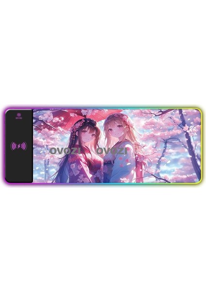 Ovozı Rgb Çok Fonksiyonlu 80×30CM Ekstra Büyük Fare ve Klavye Pedi Kablosuz Şarj 15W Hızlı Şarj (Yurt Dışından)