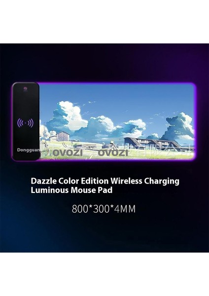 Ovozı Rgb Çok Fonksiyonlu 90×30CM Ekstra Büyük Fare ve Klavye Pedi Kablosuz Şarj 15W Hızlı Şarj (Yurt Dışından)