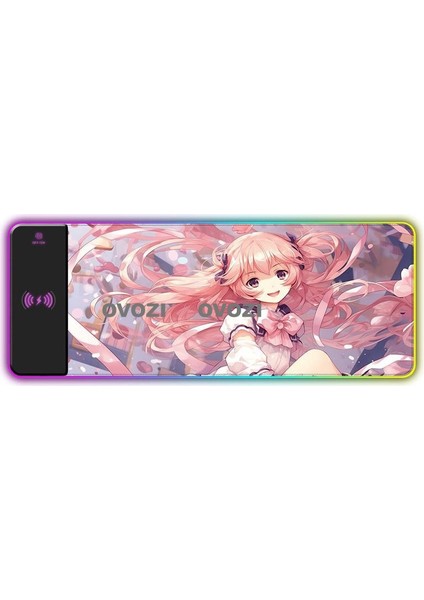 Ovozı Rgb Çok Fonksiyonlu 80×30CM Ekstra Büyük Fare ve Klavye Pedi Kablosuz Şarj 15W Hızlı Şarj (Yurt Dışından)