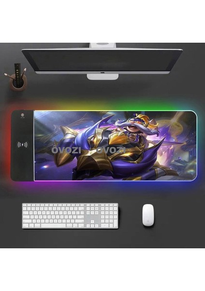 Ovozı Rgb Çok Fonksiyonlu 80×30CM Ekstra Büyük Fare ve Klavye Pedi Kablosuz Şarj 15W Hızlı Şarj (Yurt Dışından)