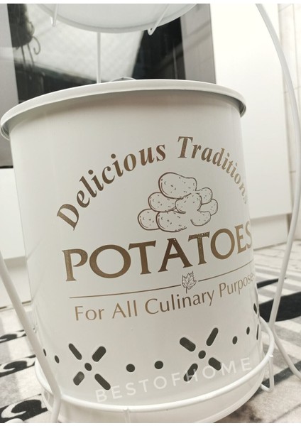 Üç Katlı Yuvarlak Sepetli Patates, Soğan ve Sarımsak Saklama Kabı. 1 Adet