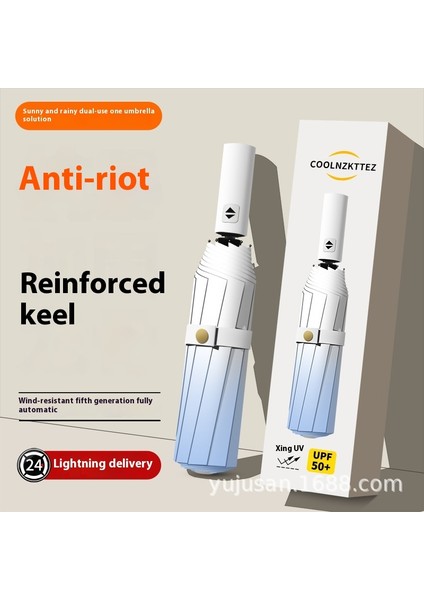 Tam Otomatik Şemsiye Güneşli ve Yağmurlu Çift Kullanımlı Erkek Kadın Güneş Koruyucu Katlanır Şemsiye (Yurt Dışından)