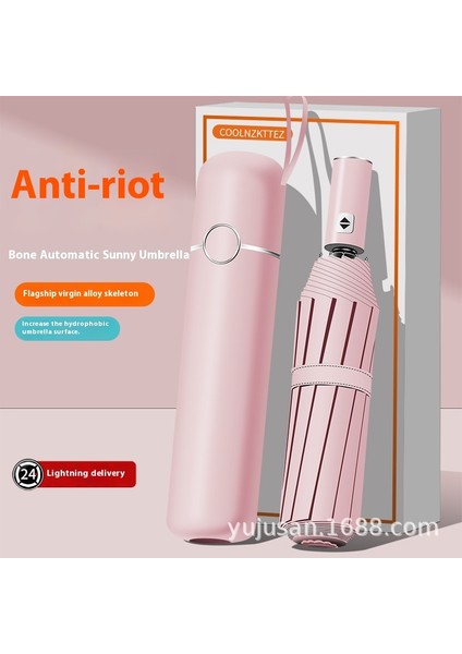 Tam Otomatik Şemsiye Güneşli ve Yağmurlu Çift Kullanımlı Erkek Kadın Güneş Koruyucu Katlanır Şemsiye (Yurt Dışından)