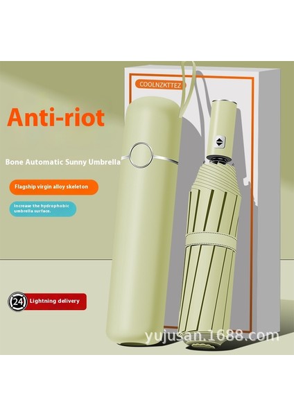 Tam Otomatik Şemsiye Güneşli ve Yağmurlu Çift Kullanımlı Erkek Kadın Güneş Koruyucu Katlanır Şemsiye (Yurt Dışından)