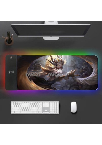 Ovozı Rgb Çok Fonksiyonlu 80×30CM Ekstra Büyük Fare ve Klavye Pedi Kablosuz Şarj 15W Hızlı Şarj (Yurt Dışından)