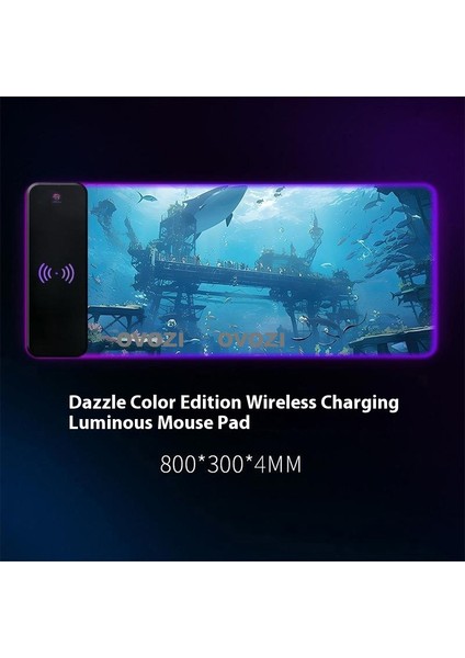 Ovozı Rgb Çok Fonksiyonlu 80×30CM Ekstra Büyük Fare ve Klavye Pedi Kablosuz Şarj 15W Hızlı Şarj (Yurt Dışından)