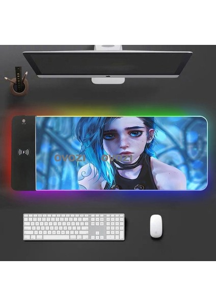 Ovozı Rgb Çok Fonksiyonlu 80×30CM Ekstra Büyük Fare ve Klavye Pedi Kablosuz Şarj 15W Hızlı Şarj (Yurt Dışından)