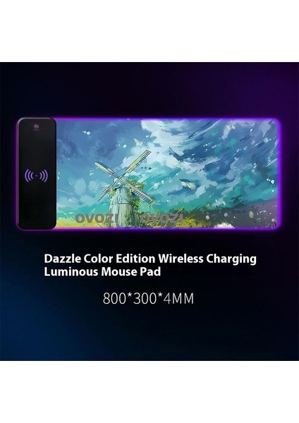 Ovozı Rgb Çok Fonksiyonlu 90×30CM Ekstra Büyük Fare ve Klavye Pedi Kablosuz Şarj 15W Hızlı Şarj (Yurt Dışından)