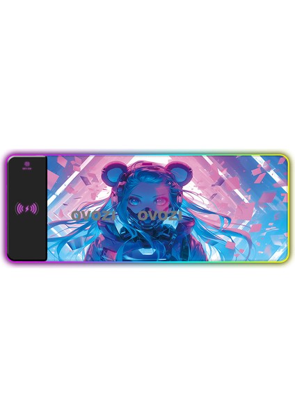Ovozı Rgb Çok Fonksiyonlu 90×30CM Ekstra Büyük Fare ve Klavye Pedi Kablosuz Şarj 15W Hızlı Şarj (Yurt Dışından)