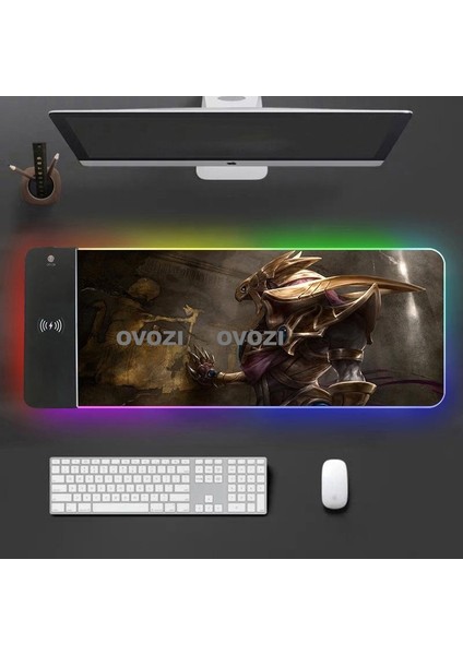 Ovozı Rgb Çok Fonksiyonlu 80×30CM Ekstra Büyük Fare ve Klavye Pedi Kablosuz Şarj 15W Hızlı Şarj (Yurt Dışından)