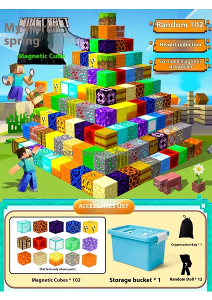 Ovozı Benim Dünyam Manyetik Blok Küp Yapboz Oyuncaklar (Yurt Dışından)