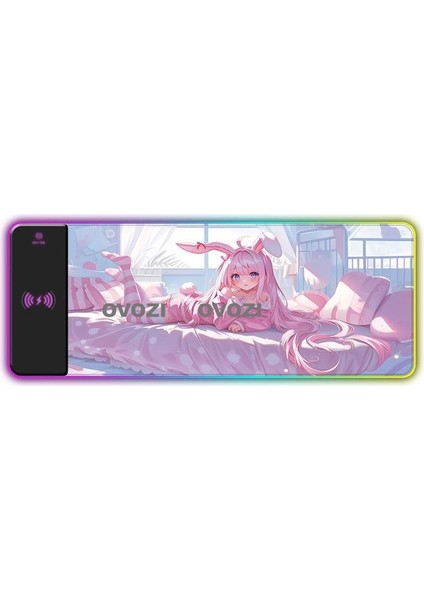 Ovozı Rgb Çok Fonksiyonlu 80×30CM Ekstra Büyük Fare ve Klavye Pedi Kablosuz Şarj 15W Hızlı Şarj (Yurt Dışından)