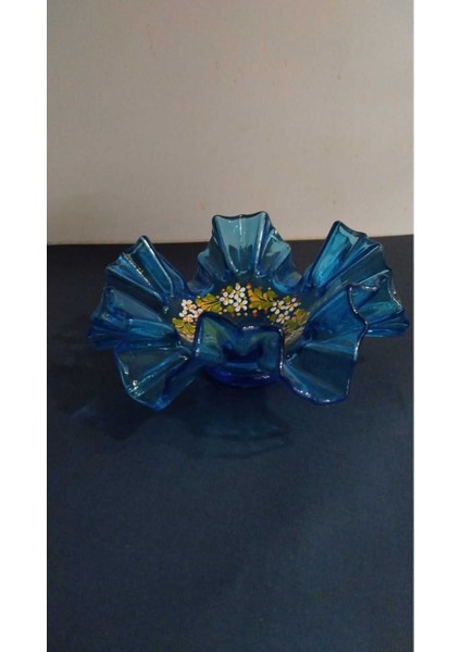 Elite Vintage Lokumluk Şekerlik Sunum Tabak Marul Cam Tealight Mumluk 1 Adet 1 Adet