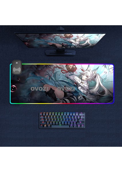 Ovozı Rgb Çok Fonksiyonlu 70×40CM Ekstra Büyük Fare ve Klavye Pedi Kablosuz Şarj 15W Hızlı Şarj (Yurt Dışından)