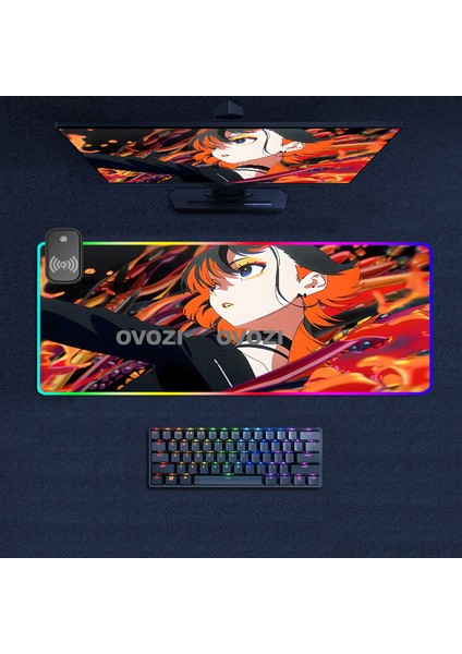 Ovozı Rgb Çok Fonksiyonlu 100×50CM Ekstra Büyük Fare ve Klavye Pedi Kablosuz Şarj 15W Hızlı Şarj (Yurt Dışından)