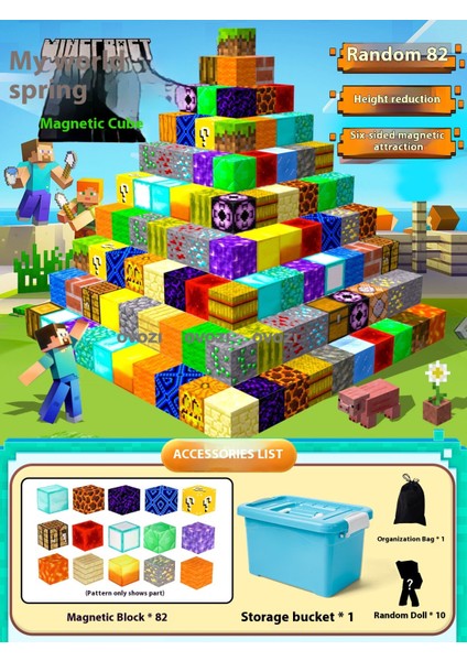 Ovozı Benim Dünyam Manyetik Blok Küp Yapboz Oyuncaklar (Yurt Dışından)