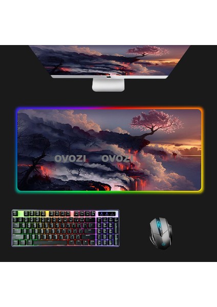 Ovozı Rgb 80×40CM Ekstra Büyük Fare ve Klavye Pedi (Yurt Dışından)