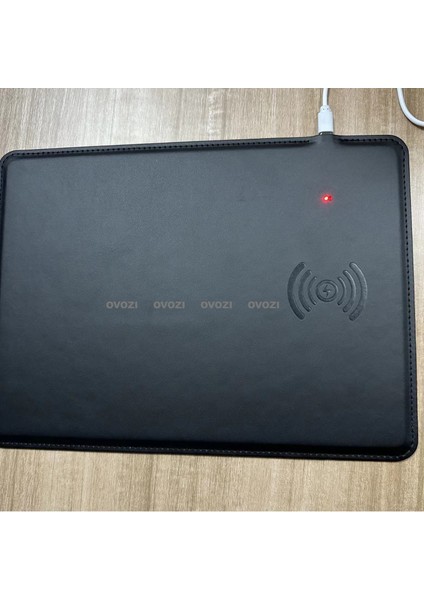 Ovozı Kablosuz Şarj Mouse Pad 15W Akıllı Hızlı Şarj Deri Kaymaz (Yurt Dışından)