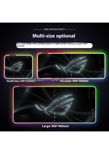 Ovozı Rgb 90×40CM Ekstra Büyük Fare ve Klavye Pedi (Yurt Dışından)