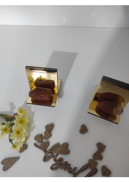 Elite "arapça" Yazılı Hurmalık 4 Adet Hurma Lokum Tabağı Ramazan Süsü Hurma Sunum Standı Altın Gold 1 Adet
