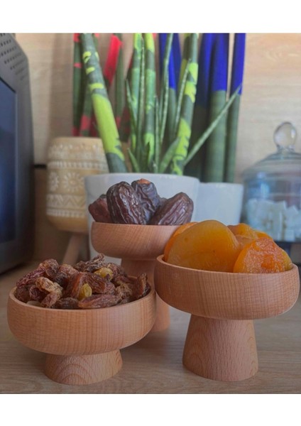 Elite 3 Lü Set 9 cm Ahşap Sunum Çerezlik Kahve Sunum Dekor Mum Altlığı 1 Adet