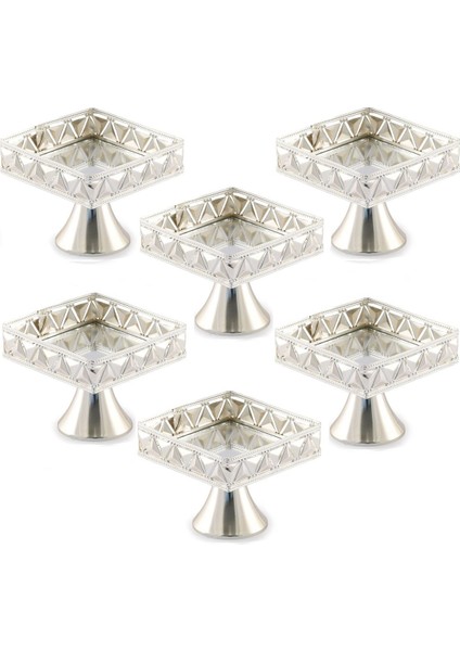Elite 6 'li Diamond Desenli Ayakli Kare Şekerlik 10 cm 1 Adet