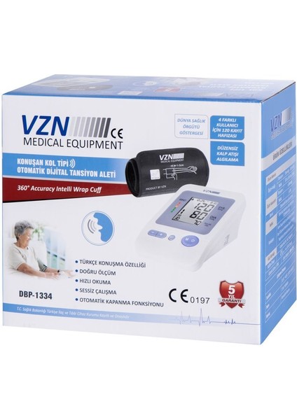 Türkçe Konuşan Kol Tipi Dijital Tansiyon Aleti 360° Premium Manşon