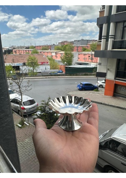 Elite Ayaklı Tırtıklı Lokumluk Gümüş 6 Lı Takım Model 1 1 Adet