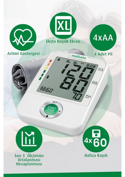 Alman Tasarım Geniş Ekranlı ve Geniş Manşonlu Üst Koldan Ölçer Dijital Tansiyon Aleti fiyatları