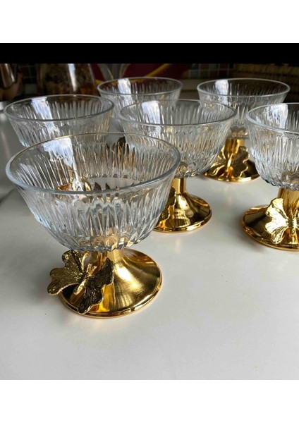 Elite 6 Lı Gold Ayaklı Cam Şekerlik Çerezlik Sunumluk Kelebekli Model Baharatlık 1 Adet fiyatları