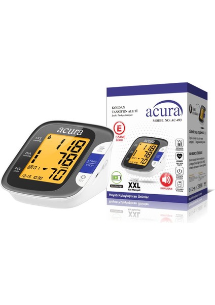 AC-493 Şarjlı, Çantalı, Xxl Ekranlı Xxl Manşetli Tansiyon Aleti