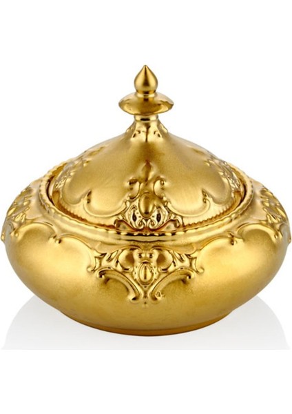 Elite Polyester Gold Kapaklı Şekerlik Lokumluk 14CM 1 Adet