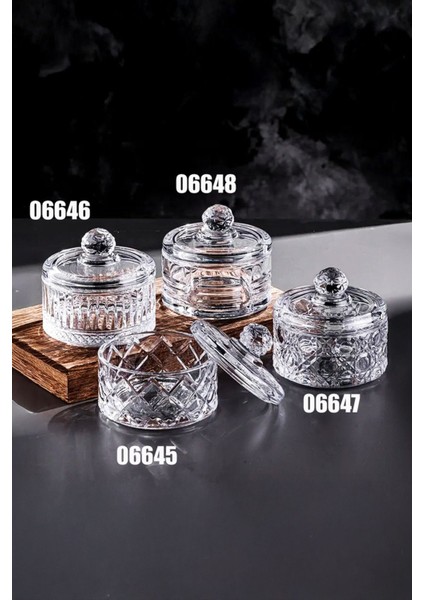 Elite Lüx Kristal Büyük Kapaklı Cam Şekerlik & Cam Lokumluk, Kesme Cam Lüx Şekerlik 10CM*10.5CM (4 Model) 1 Adet fiyatları
