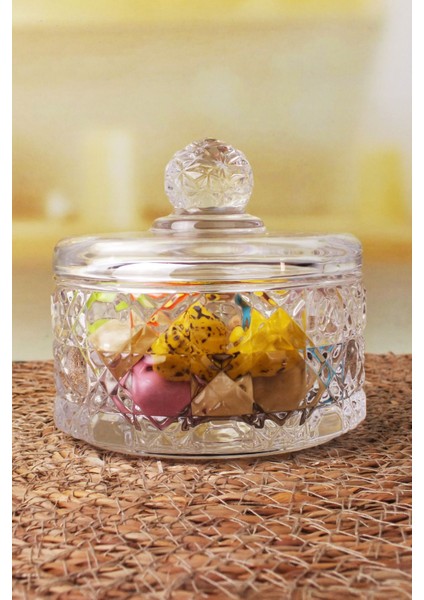 Elite Lüx Kristal Büyük Kapaklı Cam Şekerlik & Cam Lokumluk, Kesme Cam Lüx Şekerlik 10CM*10.5CM (4 Model) 1 Adet indirimleri