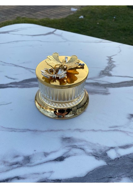 Elite Lüx Gold Şekerlik Metal Ayaklı Kelebek Aksesuarlı Elysia Çerezlik ,reçellik,lokumluk,sunumluk 1 Adet fiyatları