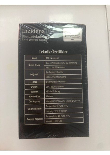 Dijital Inzidenz B07 Model Tansiyon Aleti Pilli Kol