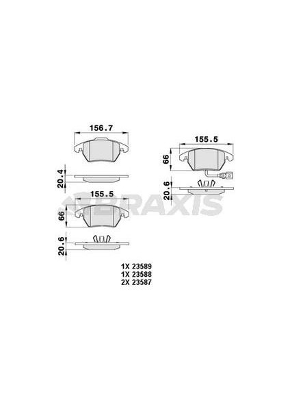Ön Fren Balatası Caddy 03> Golf V A3 Octavıa Touran Toledo 04> Passat Jetta 05> Fıslı