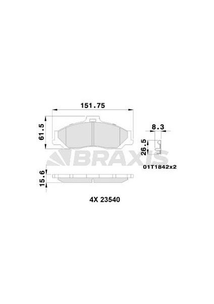 Ön Fren Balatası Ranger 2,5td 4x4 04> 2,5,2,5d 4x4 99>02 06>11 Mazda B2500 01>03 Bt 50