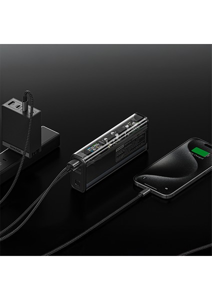 140W - Yüksek Güçlü ve Şeffaf Tasarımlı Powerbank - Siyah