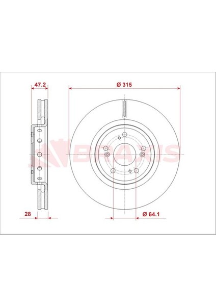 Fren Diski Ön Honda Crv 1.6 Dtec-2.2 Dtec 2012-> (315X5)