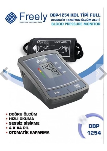Kol Dijital Kol Tipi Tansiyon Ölçüm Aleti DBP-1254 Pilli Dijital