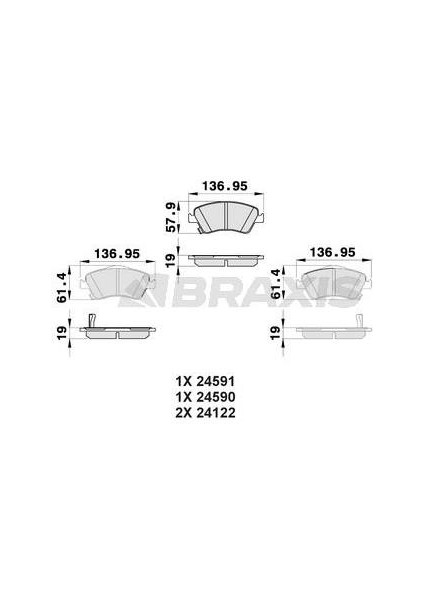 Fren Balatası On Corolla D4D 07-12 Aurıs D4D 07-12 Corolla 1.4 D4D 2013->