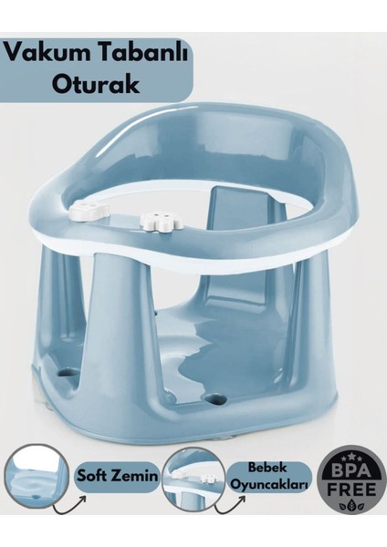 Elite Bebek Banyo Oturağı - Vakum Tabanlı Bebek Mama Oturağı Mavi 1 Adet