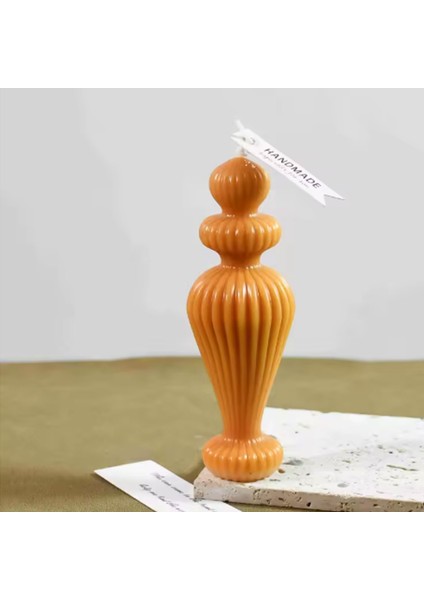 Silikon Avrupa Çizgili Mum Kalıbı Aromaterapi Mumluk Süs Masaüstü Dekorasyon Mumu 12.7 cm fiyatları