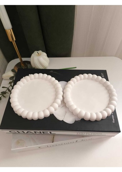 Elite Dekoratif Bubble 2’li Dekoratif Beton Tabak Takı Tabağı Bardak Altlığı 1 Adet