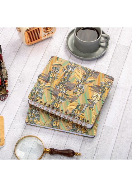 16,5x20 cm Şehir Sert Kapak Noktalı Tarihsiz Spiralli Defter